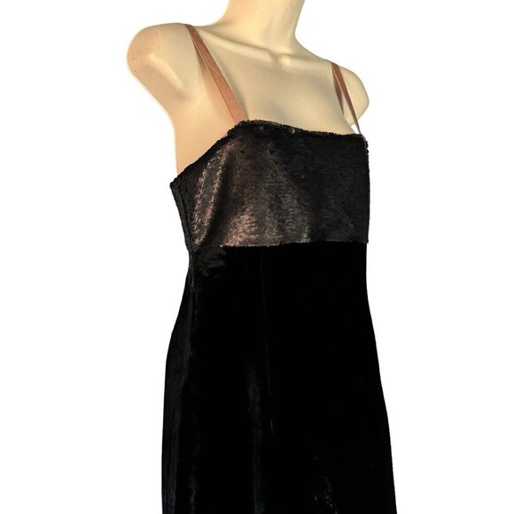 CINQ a SEPT Woman's Sz 4 Calla Black Sequin Top Cutout Back Velvet Midi Dress - Picture 4 of 10